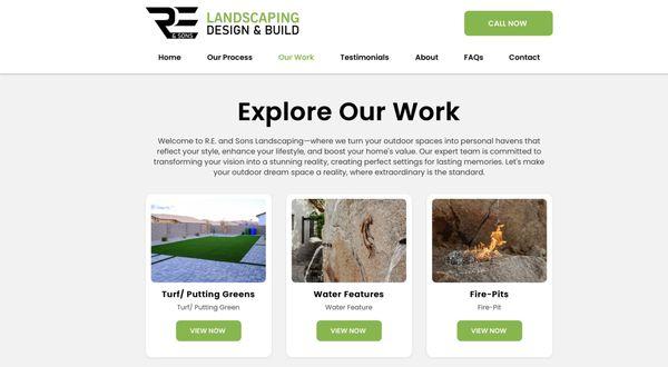 Custom website for a highly skilled landscaping company