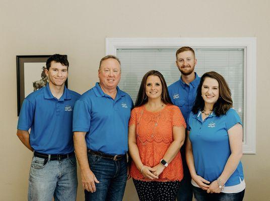 From left: Louis Graves - Technician, Mark Rutherford - Owner, Wendy Rutherford - Owner, Richter Weinheimer - Lead Technician, Kristin Smith