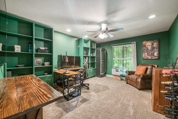 Cigar room / office. Shelves still need designed, but boxes were still coming in the POD. AFTER PICs.