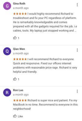 Reviews on Google