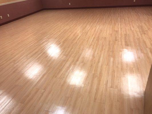 Wood floor refinishing completed