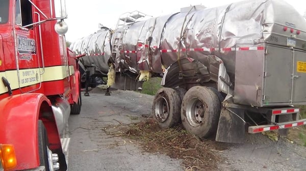 Milk tanker accident, removed contaminated soil.