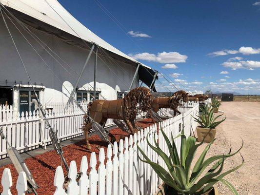 Horse sculptures outside