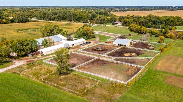 30 acres of horse heaven.  Stall Board with daily turnout and Pasture board available.