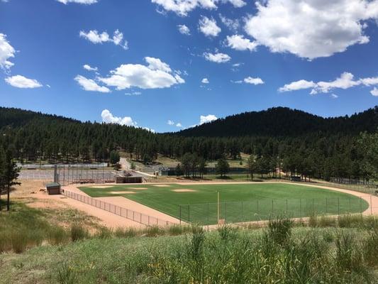 Baseball field, tennis courts and hockey rink.