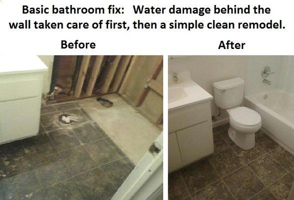 Basic bathroom job.  We do all remodels from the tastefully simple to the extravagant.