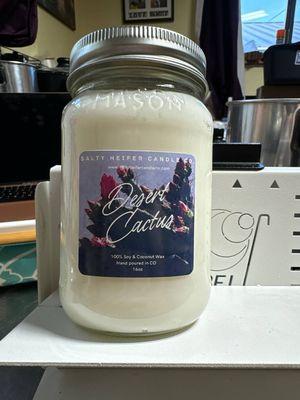 Desert Cactus candle, 100% soy & coconut wax with wood crackling wick.