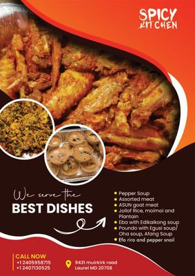 Spicy Kitchen is a Nigerian restaurant that serves authentic West African cuisine.