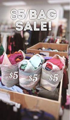 $5 bag sale the last Saturday of every month!