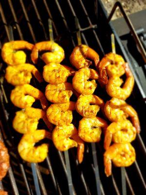 Curry shrimp skewers