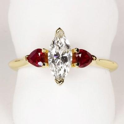 Diamond and ruby engagement ring