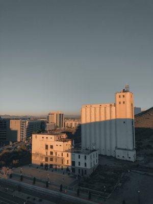 Sunset from the Industrious 8th floor balcony overlooking the historical Tempe Mill.