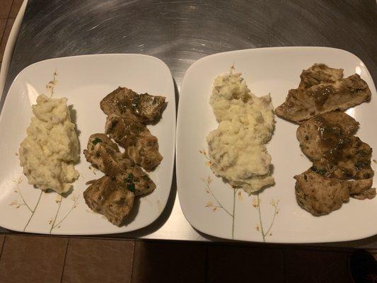 Grilled Chicken with Gravy and Red Smashed Potatoes for Two