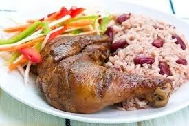 Jerk Chicken w/ rice and peas and steamed veg