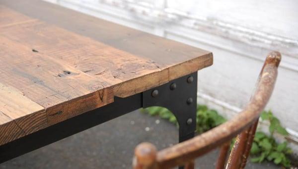 Riveted Gusset on an Industrial-inspired Dining Table