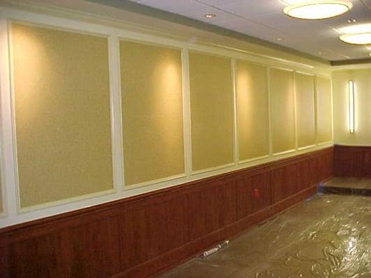 Interior trim work by WHI at Duke Hospital chapel in Raleigh:  picture moulding, crown moulding, riser, & wainscoting system.