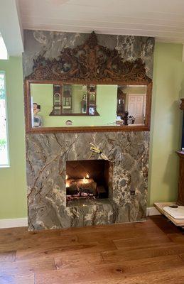 A completed beautiful fireplace installation.