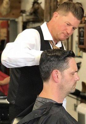 Barber Mike Otto, taking care of business!