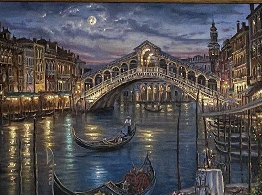 One of Artist Robert Finale's Venice paintings. We have a lovely selection of Robert's Mediterranean & American scenes.