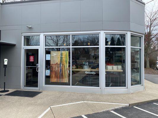 Front of the butcher, attached to the restaurant