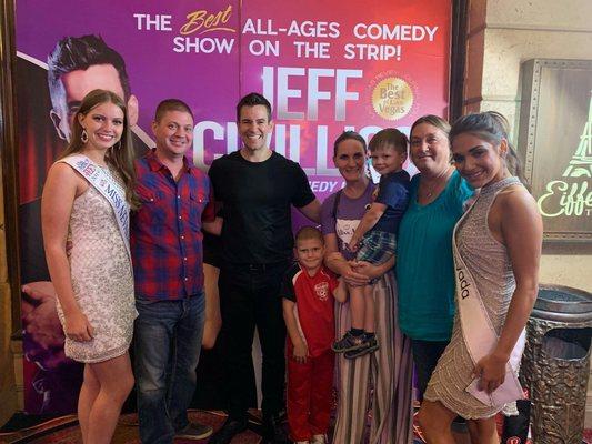 A great night out with the family, Miss Nevada and Miss Nevada's Outstanding Teen!  Jeff is funny and appropriate for all ages! Great show!