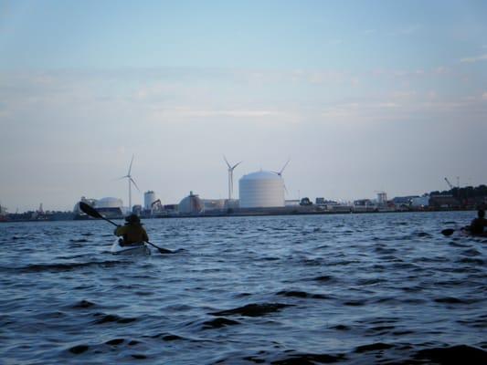 Wind turbines in the distance