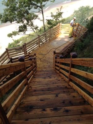 Ransom Brothers prepping a beach stair for finishing