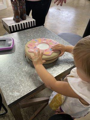 Even a donut filled with chalk for my daughter to enjoy drawing on the board. Just great!