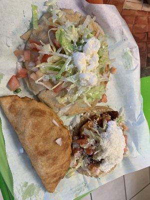 Pupusa, empanada, super taco.