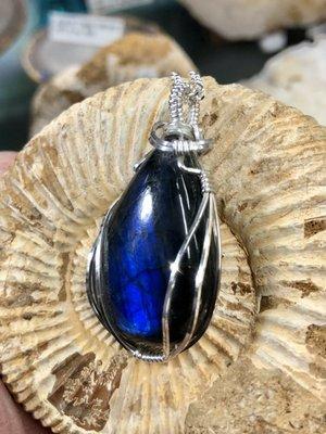 Sterling silver hand wrapped, Labradorite Pendant. This is just one of many we create!