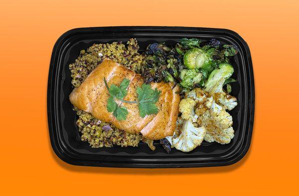 Roasted Salmon with Quinoa, Roasted Cauliflower & Brussels Sprouts