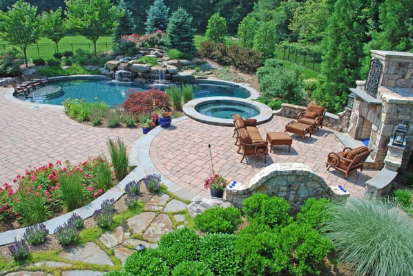 "A Backyard Retreat" - Pool, Paver Patio, Waterfall, and Landscaping in Leesburg, VA