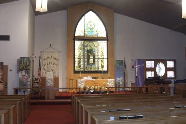 Inside of the church when unoccupied.