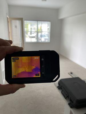 Thermal imaging showing a water loss under the carpet.