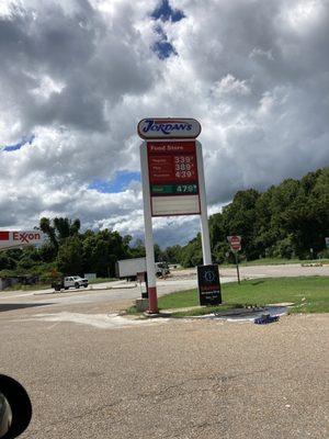 fuel price sign in front of gas station