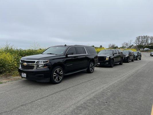 Our SUVs staged at a job in Palos Verdes, CA.