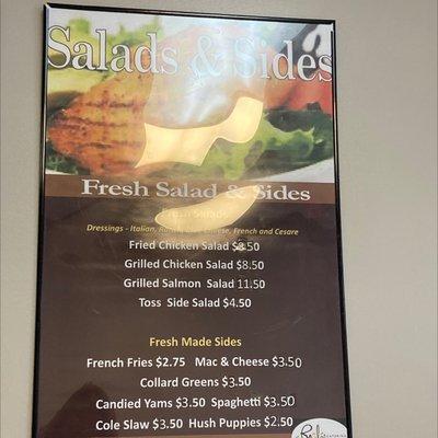 Salads and sides menu