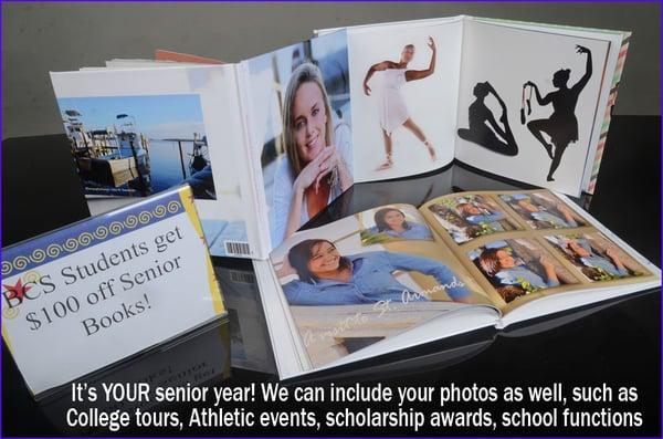 Custom designed Senior Books are the perfect way to remember your senior year. We can incorporate some of your photos as well.