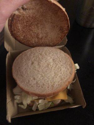 Big Mac with missing patty. Bread on bread