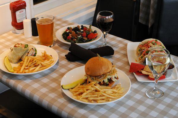 A selection of menu items available at Traditions Restaurant, Café & Pub at Purity Spring Resort in Madison, New Hampshire.