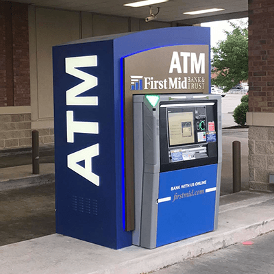 First Mid Bank & Trust St. Peters exterior photo showing ATM.