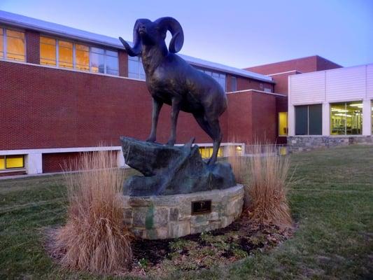 The mascot Ram sculpture outside the GAC