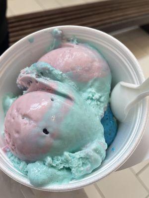 Cotton candy and blue monster