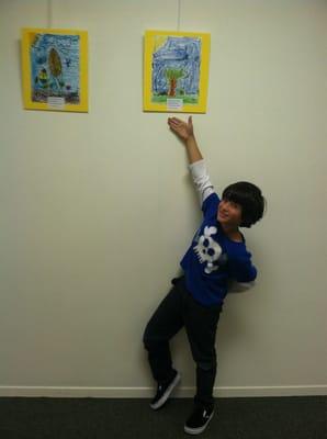 So proud of my son who won the 3rd grade art contest on display at Umpqua Bank! Awww :)