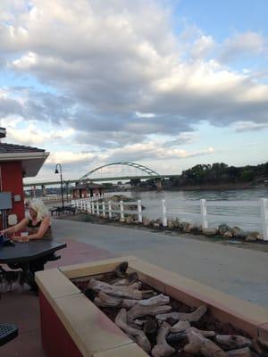 Outside on the huge patio