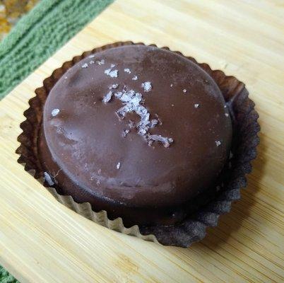 Dark chocolate covered sea salt caramel Oreo