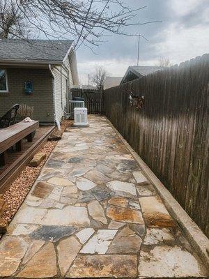 Flagstone patio install