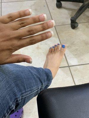 French tip and pedi shellac