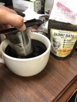 Brewing some Skinny Mate right at my desk!!!!