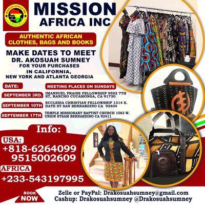 Authentic African clothes sold at Mission Africa Inc.  events